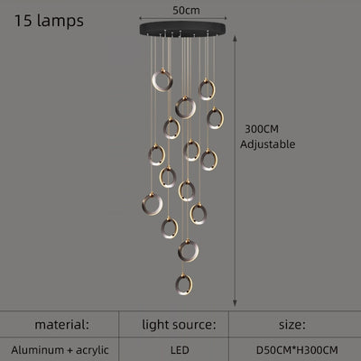 Ring aluminum chandelier