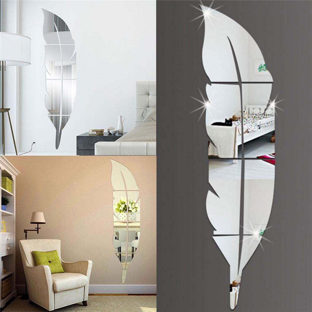 Wall Sticker DIY Feather Pattern Acrylic Mirror