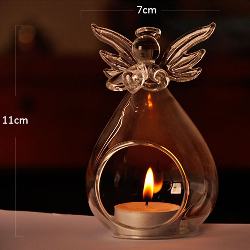 Creative Angel Glass Crystal Hanging Light Candle