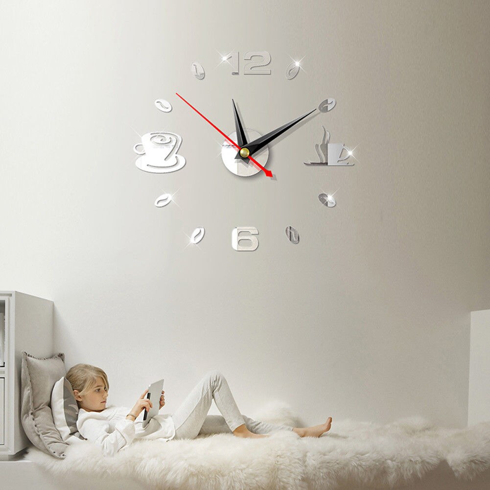 DIY 3D Clock Number Wall Mirror Sticker