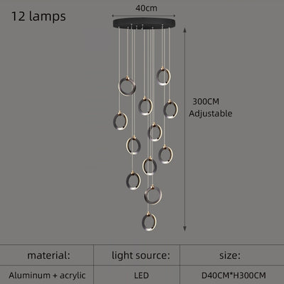 Ring aluminum chandelier