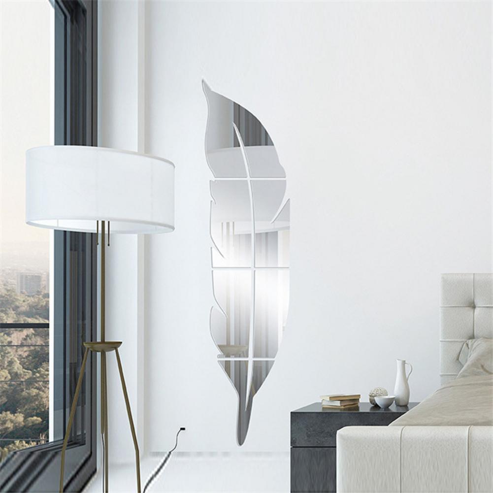 Wall Sticker DIY Feather Pattern Acrylic Mirror