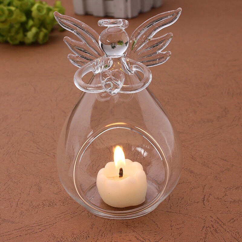 Creative Angel Glass Crystal Hanging Light Candle