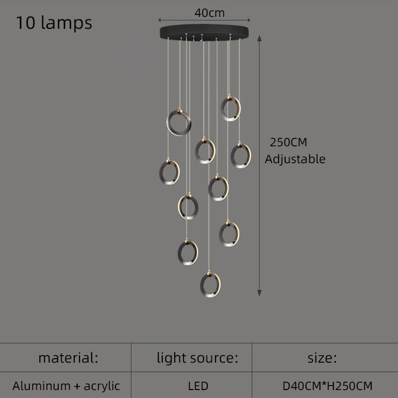 Ring aluminum chandelier