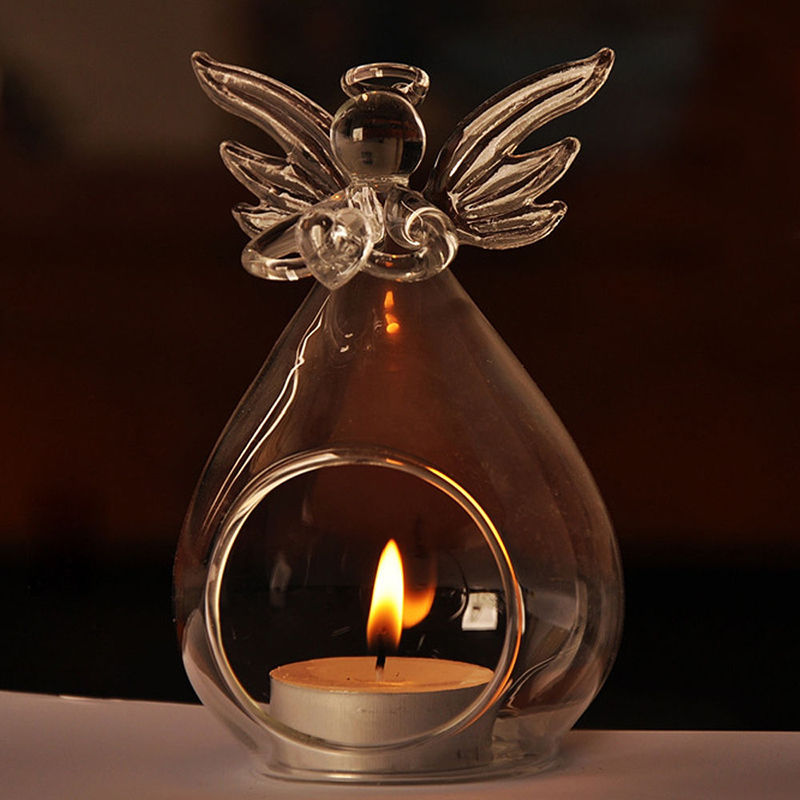 Creative Angel Glass Crystal Hanging Light Candle